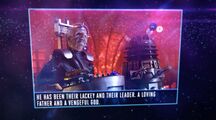 Visual of Davros and a Bronze Dalek in the TARDIS information system.