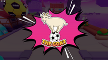 Sticker of a goat balancing on a football: "The Goat".