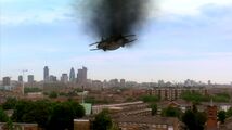 The craft flies over Southwark.