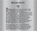 An advertisement for Queen's Hotel.