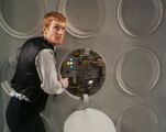 Turlough meddles with the TARDIS. (TV: Terminus [+]Loading...["Terminus (TV story)"])