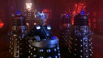 Davros and his Daleks.