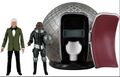 Third Doctor and Commander Linx with sonic screwdriver, removable Sontaran helmet and Sontaran spacepod from TV: The Time Warrior