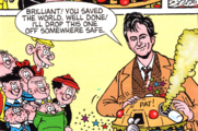 The Doctor congratulates the children for saving the world.