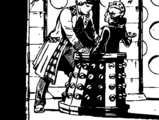 The Doctor leans over Davros.