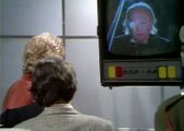 The First Doctor addresses his future selves via the scanner. (TV: The Three Doctors [+]Loading...["The Three Doctors (TV story)"])