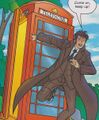 The TARDIS becomes a red telephone box due to the Continuity Cap. (COMIC: The Continuity Cap [+]Loading...["The Continuity Cap (comic story)"])