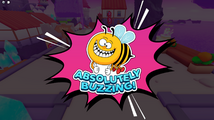 Sticker of a bee: "Absolutely Buzzing!".