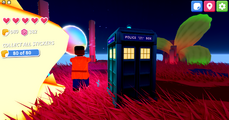 The Doctor and the TARDIS (back view).