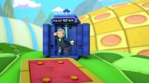 The Doctor looks out of the TARDIS"