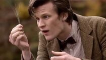 The Eleventh Doctor examines the blue grass