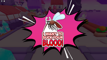 Sticker of a mosquito: "I Want to Suck Your Blood!".