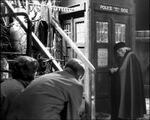 Barbara Wright and Ian Chesterton discover the TARDIS at 76 Totter's Lane. (TV: An Unearthly Child [+]Loading...["An Unearthly Child (TV story)"])