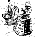 The Doctor and Davros seen from above.