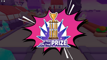 Sticker of a trophy: "Eyes on the Prize".