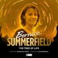 The cover is monochromatic yellow. Bernice is in the middle looking at the viewer with lights streaking in circles around her, rocks covering the bottom half of the cover & some distant in the background. The Bernice Summerfield logo is in front with The Tree Of Life below it, and Written by Michael Michalowski and Narrated by Lisa Bowerman below. The Big Finish stamp of We Love Stories sits below that.