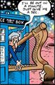 The Doctor attempts to exit the TARDIS with a harp.