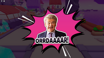 Sticker of Julian Fawcett: "Orrdaaaar!".